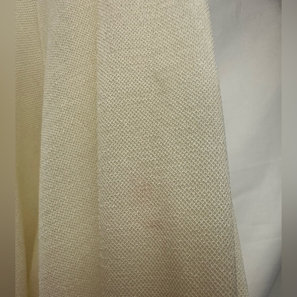 Sunny Leigh Button Front Mesh Blouse Size Large In Pearl White Roll Tab Sleeve - Picture 4 of 9